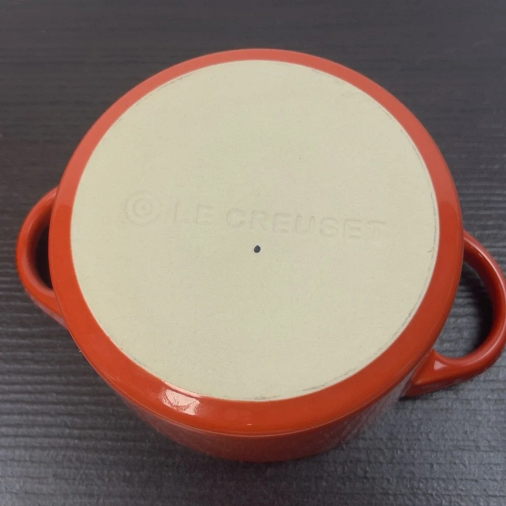 Le Creuset 2X Mini Round Cocotte 8 oz Cerise Stoneware Set of 2 w/Lids New Red